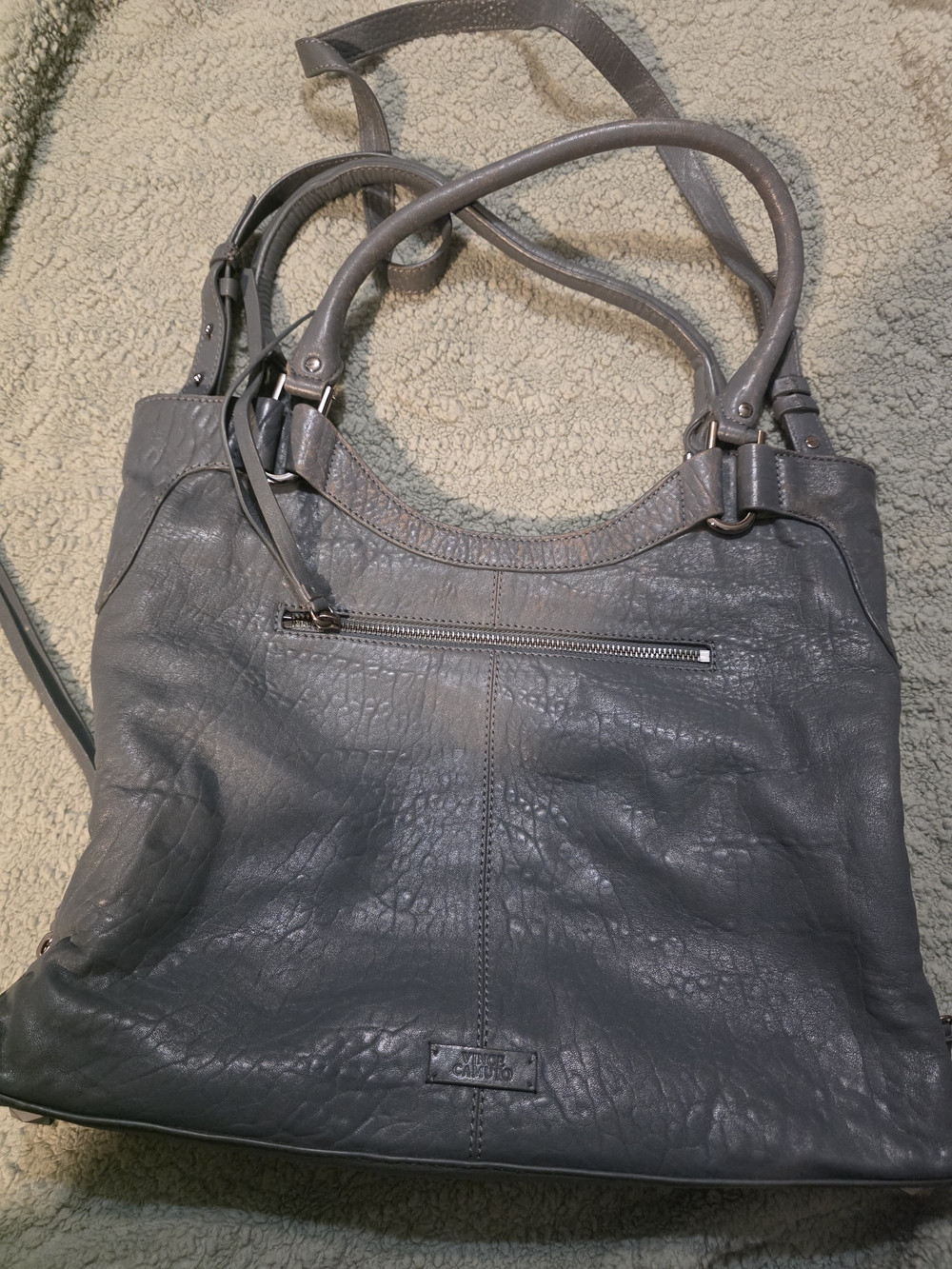 Vince Camuto Blue/gray Leather Tote Handbag